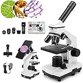 Dcorn Microscope for Adults Kids, 2000X Compound Microscope Biological with Slides Professional Microscope Kit for School Lab