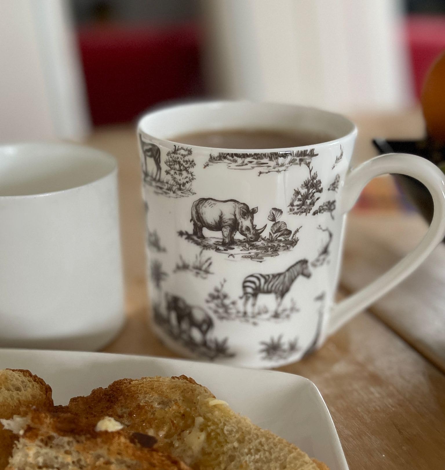 Dreamair Fine Bone China 1 Pint Safari Print Mug/Beaker in Blue & Black Options (Black, 1)