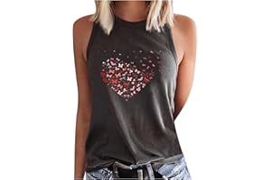 Wirziis Summer Womens Cute Tank Tops Casual Trendy Sleeveless Heart Crewneck Tunic Top Ladies Sexy Comfy Loose Vest Shirt