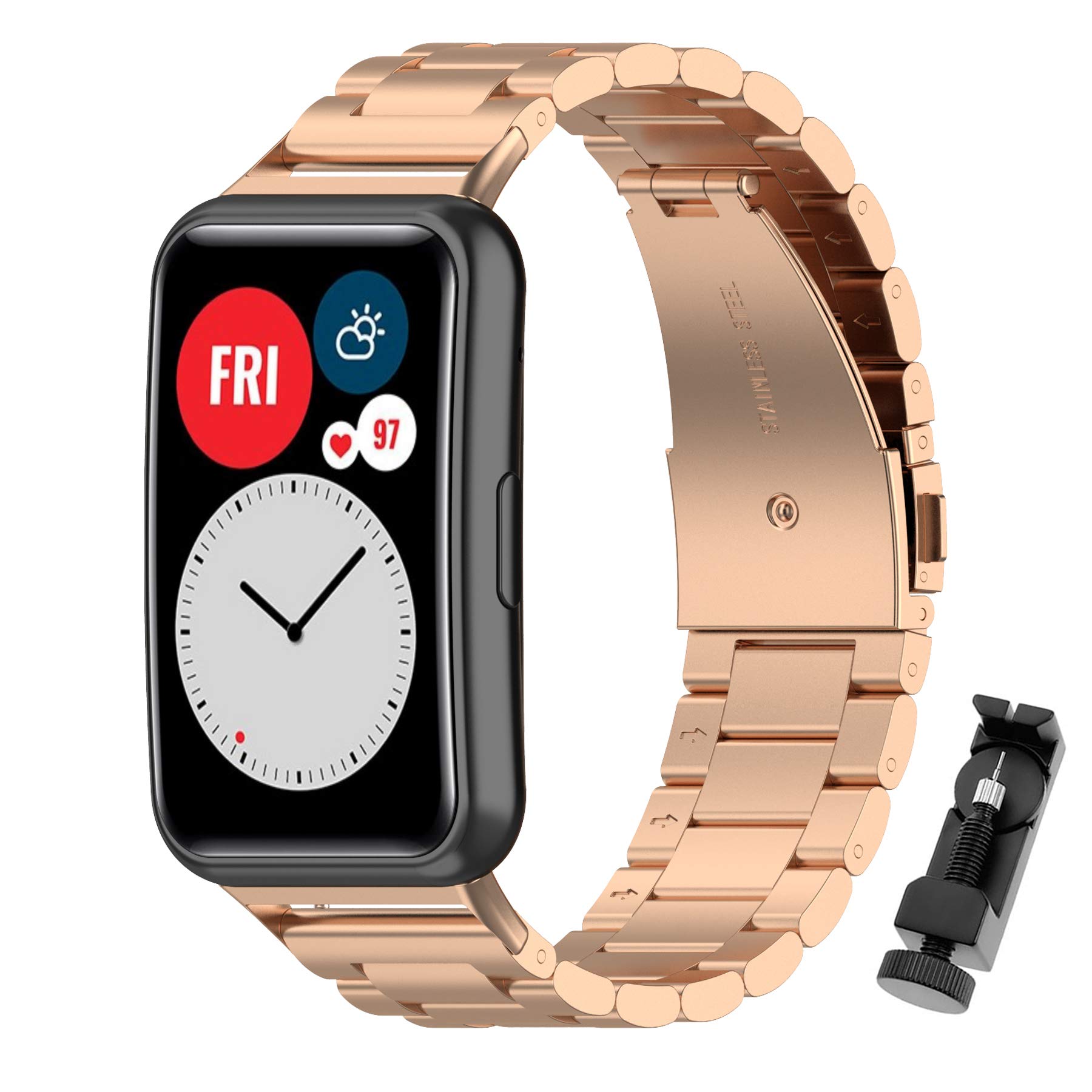 MIJOBS Strap Compatible for Huawei Watch Fit Metal Straps, Stainless Steel Metal Watchband for Huawei Watch Fit & Huawei Watch Fit Elegant & Huawei Watch Fit New, Huawei Watch Fit Accessories