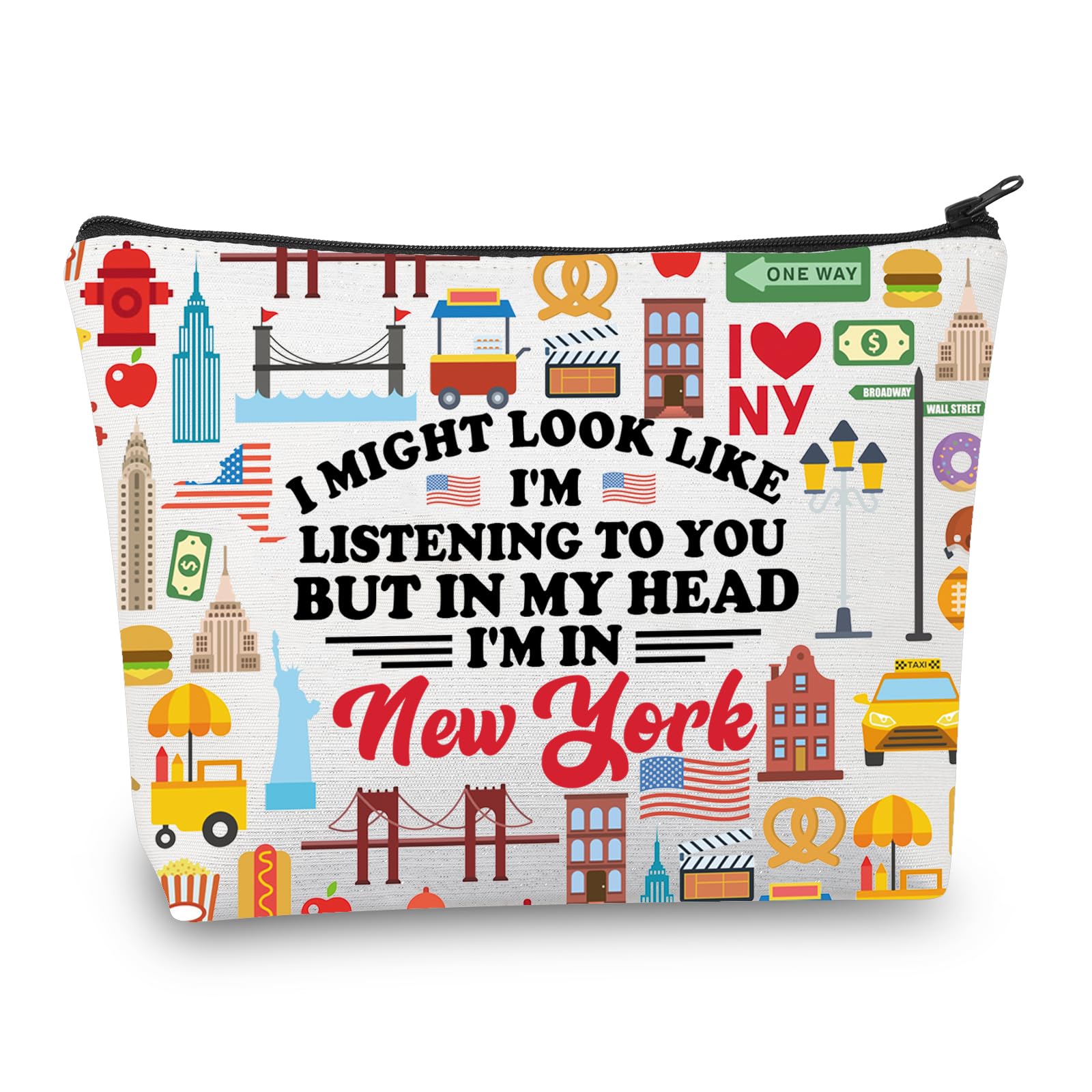 PLITI New York Travel Gift New York Makeup Bag Zipper Pouch (Might New YorkU)