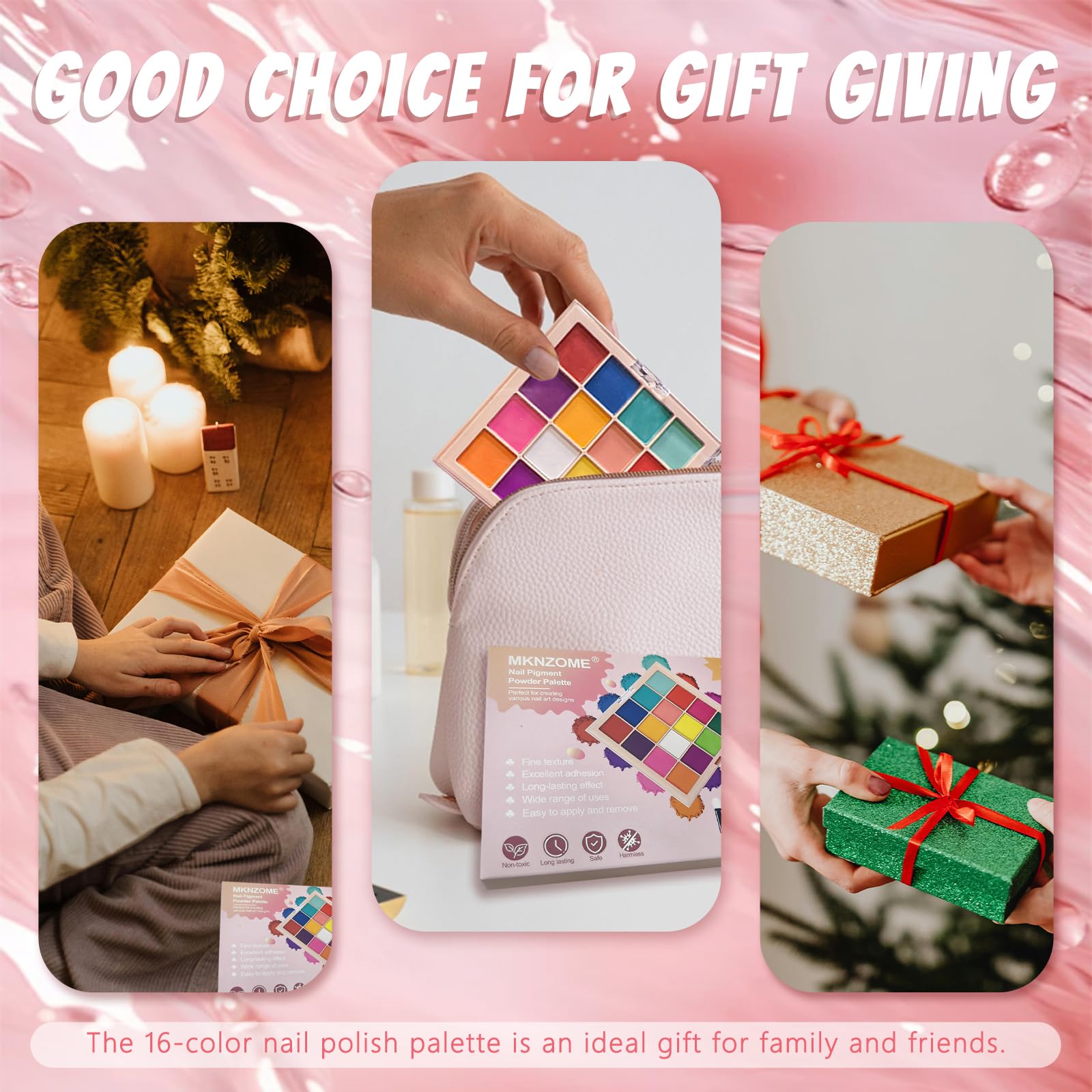 MKNZOME Nail Pigment Powder Palette, 16 Colors Solid Pigment Powder for Nails Set Pigmentos para Uñas, Nail Art Palette Manicure DIY Accessories - Image 7