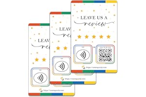 NFC Business Review Cards 3 Pack – Contactless Smart Tap & QR Code – Compatible with Google Review System – Reusable Feedback