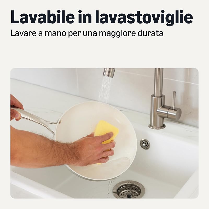 Pentole e Padelle Antiaderenti in Ceramica, Set di 8 Pezzi, Lavabili in Lavastoviglie e Adatte al Forno, Adatte a Tutti i Piani Cottura, Grigio Lino