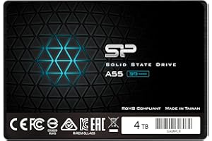 SP SILICON POWER Silicon Power 4TB SSD 3D NAND A55 SLC Cache Performance Boost SATA III 2.5" 7mm (0.28") SSD Internal Solid State Drive (SP004TBSS3A55S25AD)