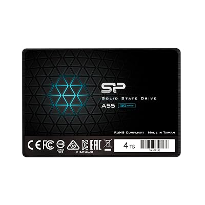 SP Silicon Power 4TB SSD 3D NAND A55 SLC Cache Performance Boost SATA III 2.5'' 7mm (0.28'') Internal Solid State Drive (SP004TBSS3A55S25)