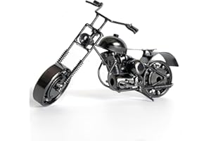 Shadowvoxel Vintage Metal Motorcycle Sculpture, Iron Desk Moto Decor Gift for Rider/Dad/Friend or Anyone Love Motorcycles(H1-Black)