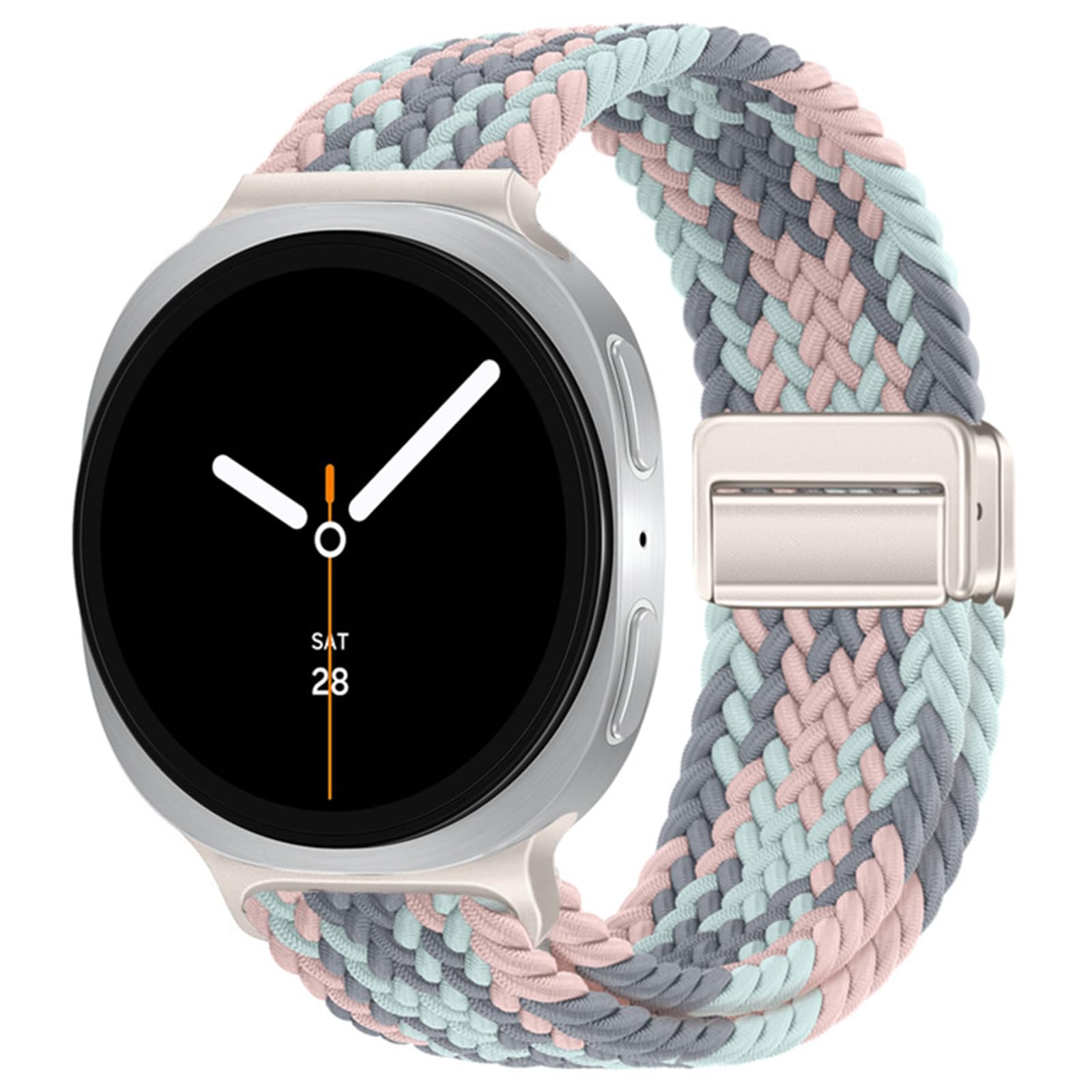BandRain Stretchy Braided Bands Compatible with Samsung Galaxy Watch 8 Band 40mm 44mm/Galaxy Watch 8 Classic 46mm, Elastic Nylon Wristband Sport Strap for Galaxy Watch 8 2025 Women Men (Fantasy)