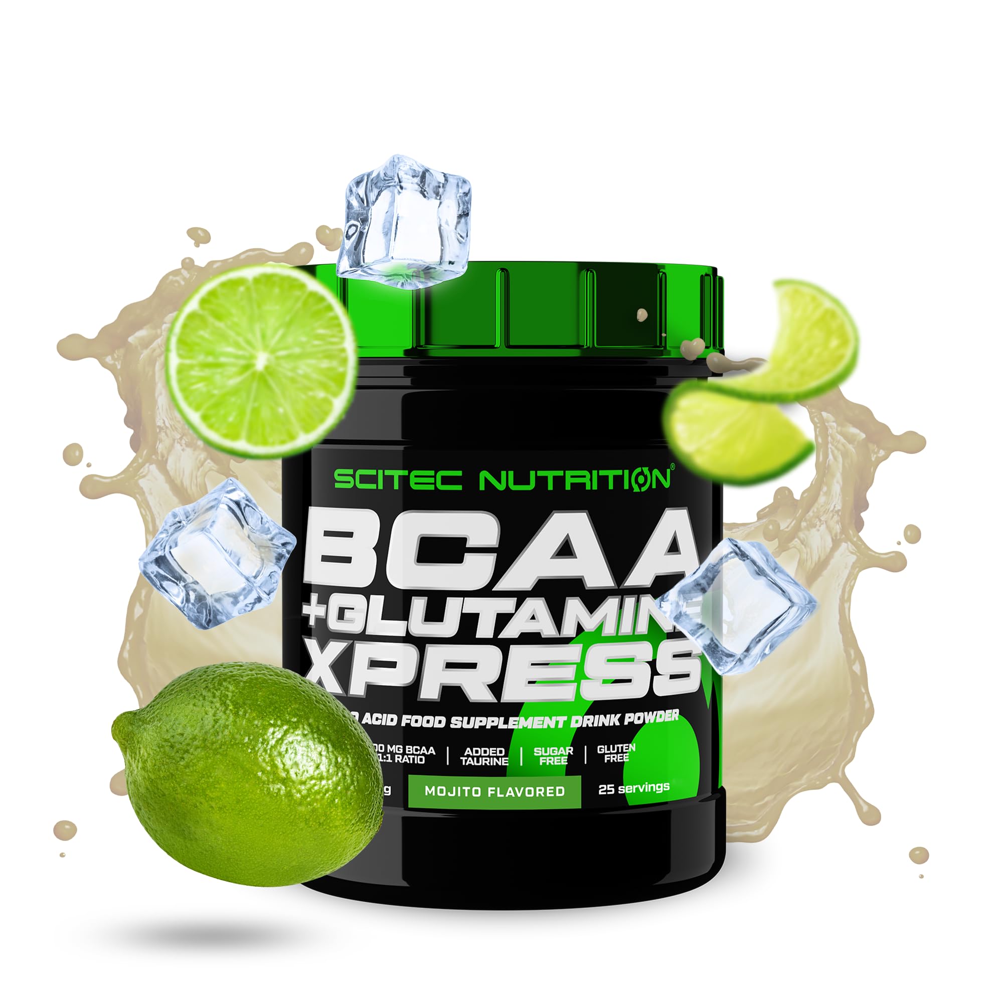 Scitec Nutrition BCAA + Glutamine Xpress – Essential Amino Acid Blend – with 5g 2:1:1 BCAAs – 5g Glutamine – Fortified with Taurine, 300 g, Mojito