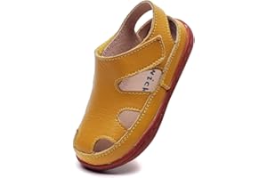 DADAWEN Boy's Girl's Leather Soft Closed Toe Outdoor Beach Summer Sport Sandals Water Shoes (Toddler/Little Kid/Big Kid)