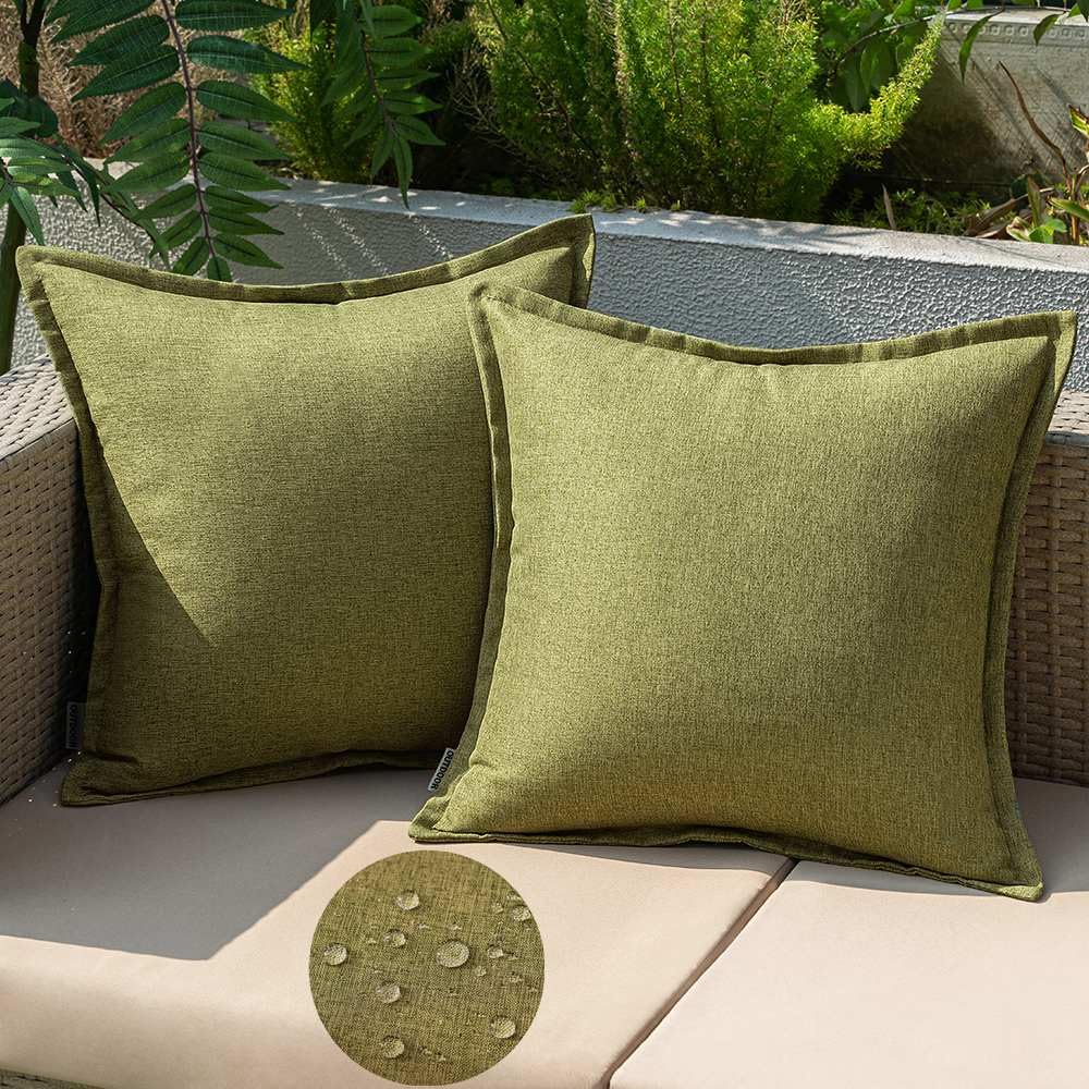 EMEMA Outdoor Cushion Weatherproof Cushion Cover Waterproof Sofa Cushion Waterproof Decorative Cushion 50 x 50 cm Cushion Covers Decorative Cushion Cover Set of 2 for Garden Sofa Living Room Bed Dark