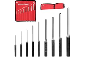 Roll Pin Punch Set, 9PCS Mechanics Punch Steel Mechanics Professional Tool Kit, Split Pin Punches with Comfort Grip, Punch Se