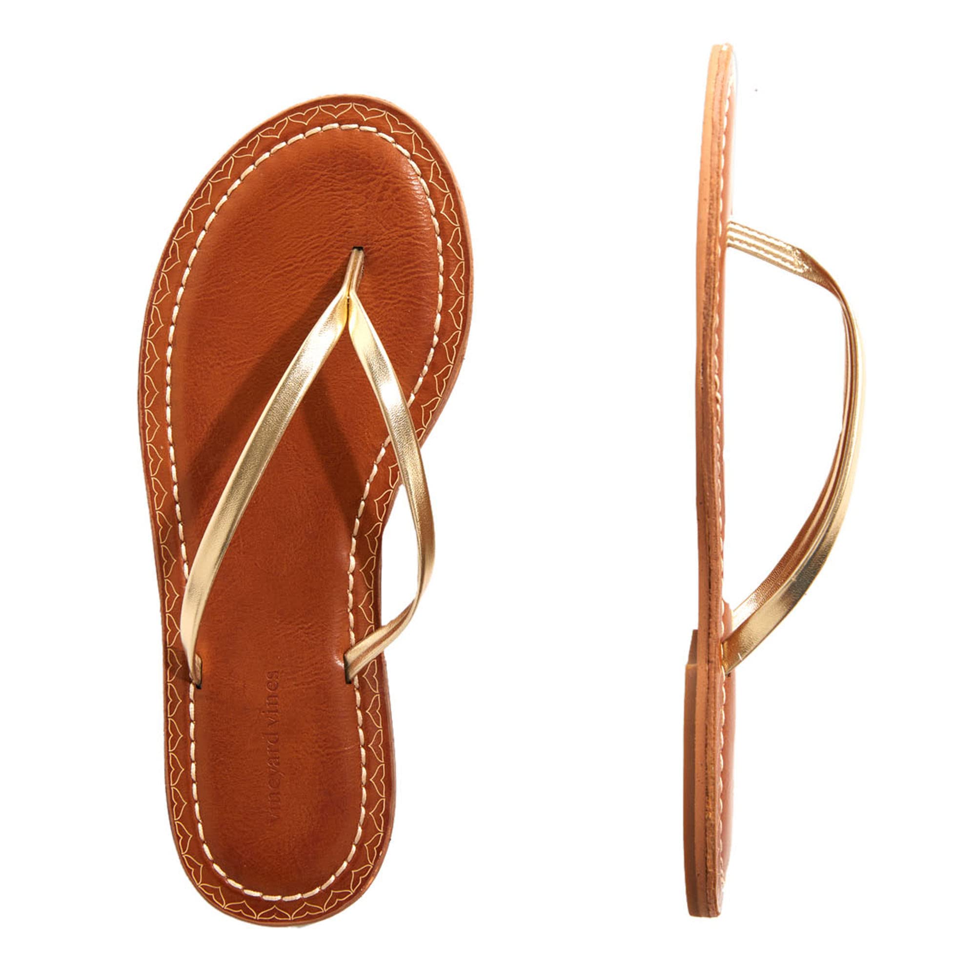 vineyard vines Women’s Sunset Flip Flops, Gold, 8
