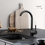 Hapilife Matt Black Kitchen Tap Single Lever 360 Swivel Spout UK Fittings view 8