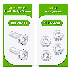Pzsmocn 200 Pieces/100 Sets M4*16 mm PC Transparent