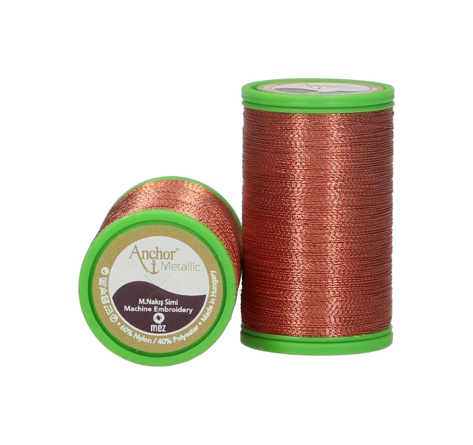 Anchor Machine Sewing Thread, 60% Nylon, 40% metallised Polyester, 9319, Thickness 50, 100 m, 12