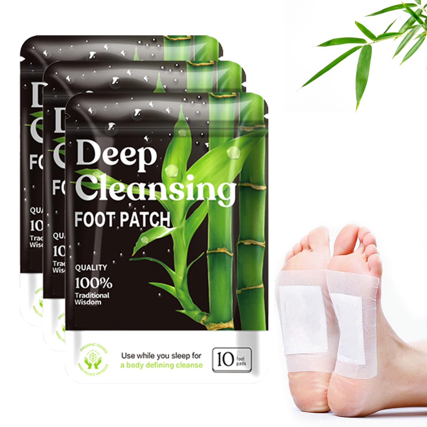 Photo 1 of (30 Pads) Deep Cleansing Foot Pads for Better Sleep, Natural Bamboo Foot Patch | Relieve Stress, Improve Sleep and Relaxation