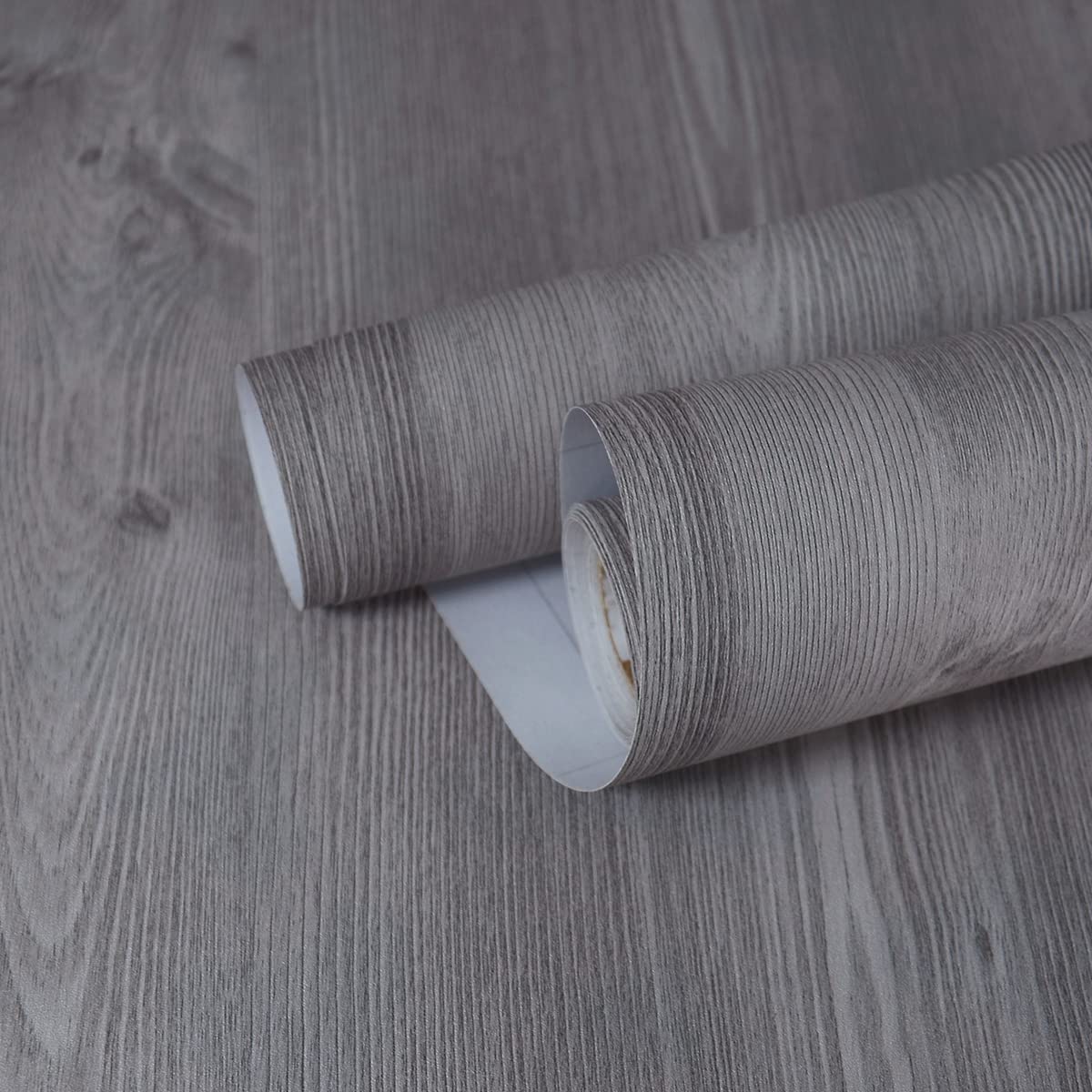 Photo 1 of LiKiLiKi Wood Contact Paper Wood Wallpaper Light Gray Wood Grain Contact Paper Grey Peel and Stick Wallpaper Self-Adhesive Removable Wall Paper for Cabinets and Drawers Countertops Vinyl 15.7"x236"