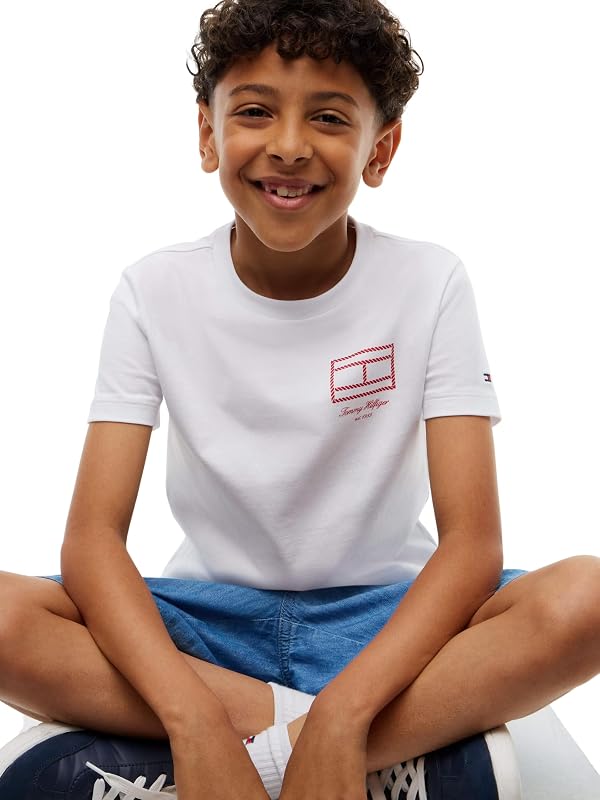 Outline Flag Graphic T-Shirt SS Kb0kb10590 T-Shirt S/S, Blanc (Blanc), 6 Ans Enfants et Adolescents