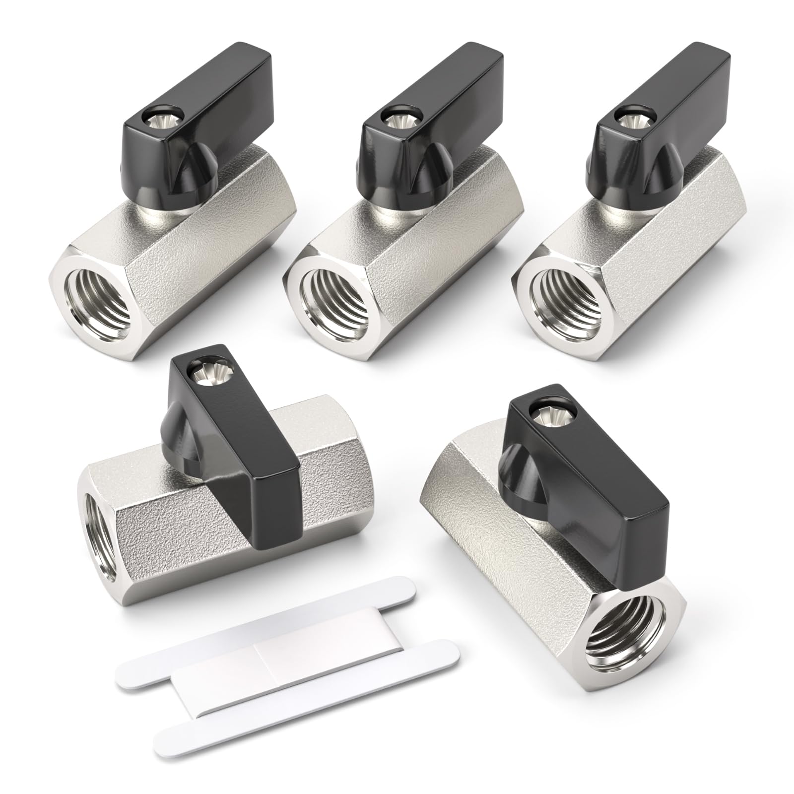 Bwintech 5 Pcs 3/8" BSP Female Nickel Plated Brass Mini Ball Valve Shut-Off Valve