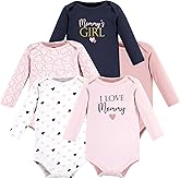 Hudson Baby baby-girls Cotton Long-sleeve Bodysuits 5-pack