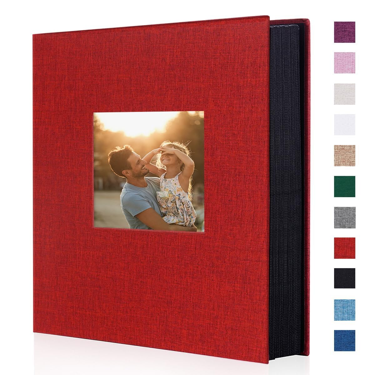 Miaikoe Photo Album 6x4 400 Pockets Slip in Large Capacity Album for Family Wedding Anniversary Linen Album Book Holds 400 Vertical 10x15cm Photos(400 Pockets, Red)