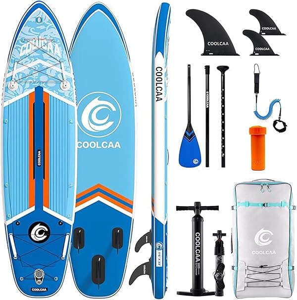COOLCAA SUP Board, 355cm (Extra Groß) Stand Up Paddling Board, Aufblasbares Stand-Up Paddle Board mit 86cm Extra Breit, Fishing Paddleboard mit Zubehör & Tragetasche für Adults, 222 kg