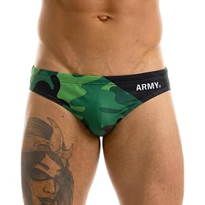 PCOSLay Men's Swim Briefs Bikini Trunks Bathing Suit with Drawstring Quick Dry Front Lined Swimwear