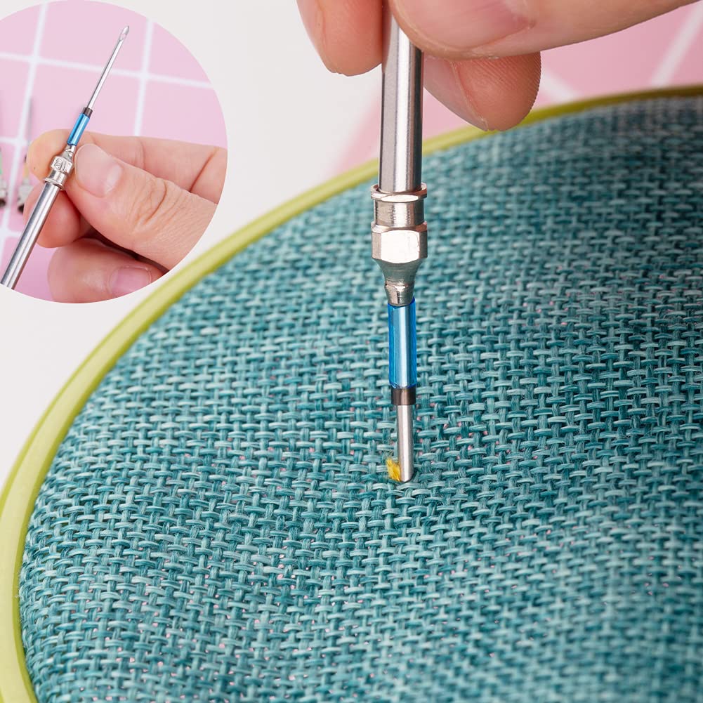 8 Pcs Embroidery Stitching Kit - Punch Needles, Cross Stitch Tools with 4 Colors Thread