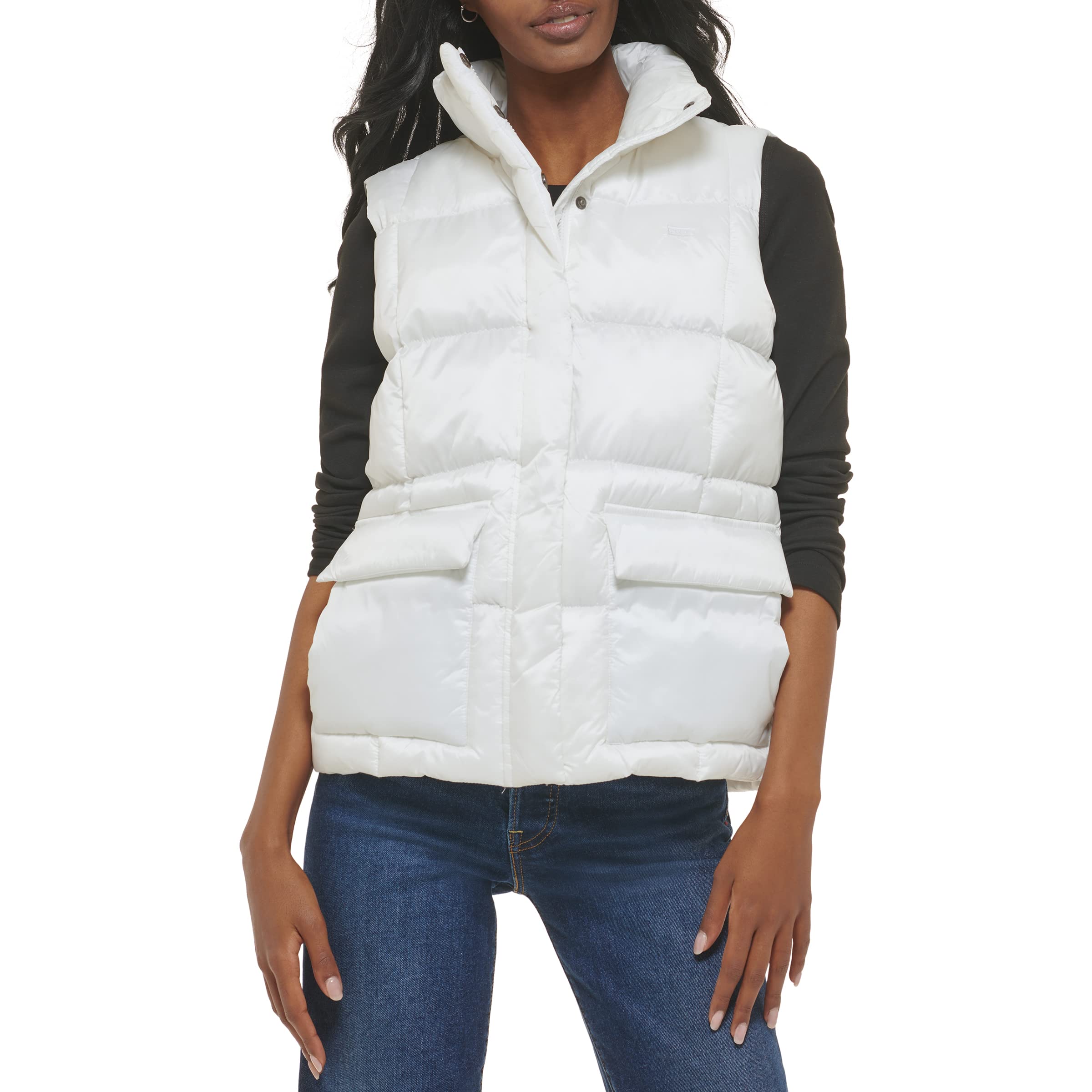 Photo 1 of Levi's Women's Sporty Box Quilted Puffer Vest, White, Large