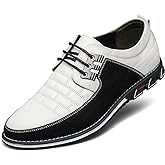 Men's Premium Leather Dress Shoes Comfort Business Casual Oxford Shoes Fashion Dress Sneakers Soft Loafers Derby Shoe for Office Working Walking Driving