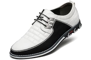 FLAGELI Men's Premium Leather Dress Shoes Comfort Business Casual Oxford Shoes Fashion Dress Sneakers Soft Loafers Derby Shoe for Office Working Walking Driving