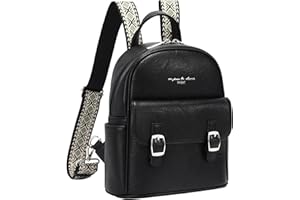 INICAT Backpack Purse for Women Small Travel Backpack Cute Bookbag with Adjustable Ethnic Style Shoulder Strap-Black