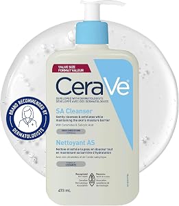 CeraVe Salicylic Acid Cleanser, Renewing Exfoliating Face Wash With Vitamin D for Normal Skin, Fragrance Free, Verified by CeraVe, 473ml