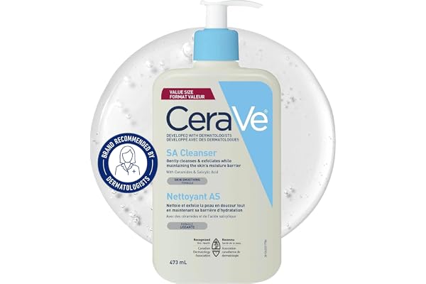CeraVe Salicylic Acid Cleanser, Renewing Exfoliating Face Wash With Vitamin D for Normal Skin, Fragrance Free, Verified by Ce