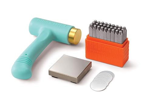 Kit Estampage Métal Kotsy 64PCS - Lettres A-Z Et 0-9 - Pour Bijoux DIY - Marteau Et Bloc Inclus