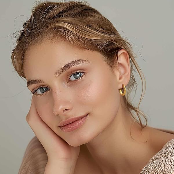 DEGERDE GOLD HOOP EARRINGS FOR WOMEN 14K GOLD EARRINGS FOR WOMEN HOOPS EARRING FOR WOMENS HYPOALLERGENIC LIGHTWEIGHT GOLD HOOP EARRINGS 13/18/22MM