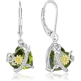 Oskani Sunflower Dangle Drop Leverback Earrings for Woman 925 Sterling Silver Cubic Zirconia Birthstone Jewelry Gifts for Valentines, Mothers Day