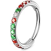 OUFER Nose Rings Hoops, 316L Surgical Steel Nose Ring for Women, 20G Hinged Colorful CZ Helix Piercing Jewelry, Lip Rings Cartilage Conch Rook Tragus Daith Earrings 5mm/6mm/7mm/8mm/9mm/10mm