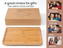 Danfoxer 2 Pack Couch Arm Tray,Bamboo Folding Sofa