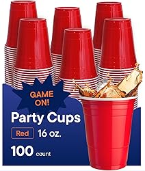 Red Cups - Party Cups - Disposable Plastic Cups [16