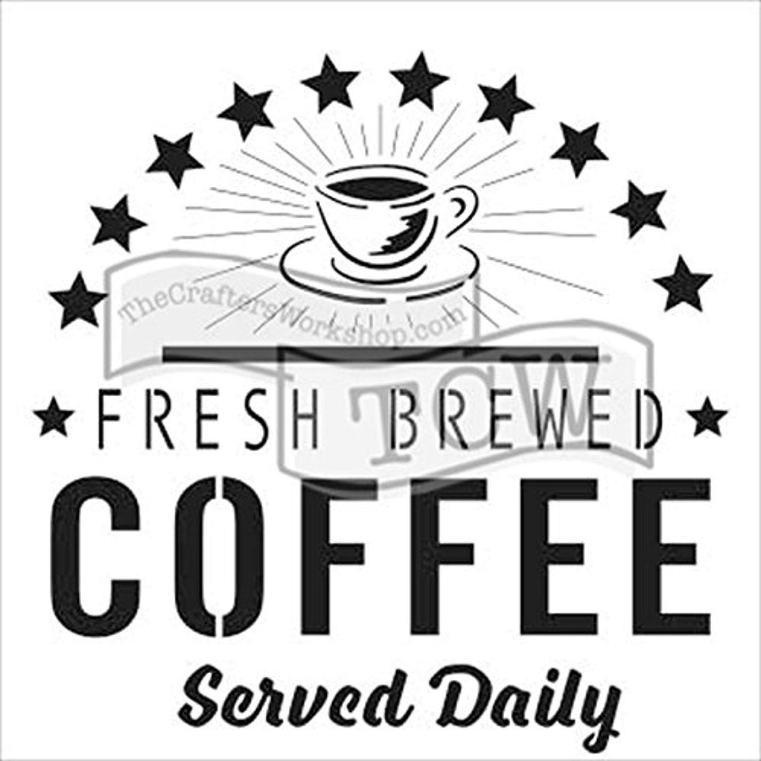 The Crafters Workshop Fresh Coffee Stencil, Synthetic Material, 18 x 16 x 0.1 cm