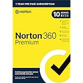 Norton 360 Premium 2024, Antivirus software for 10 Devices with Auto Renewal - Includes VPN, PC Cloud Backup & Dark Web Monit