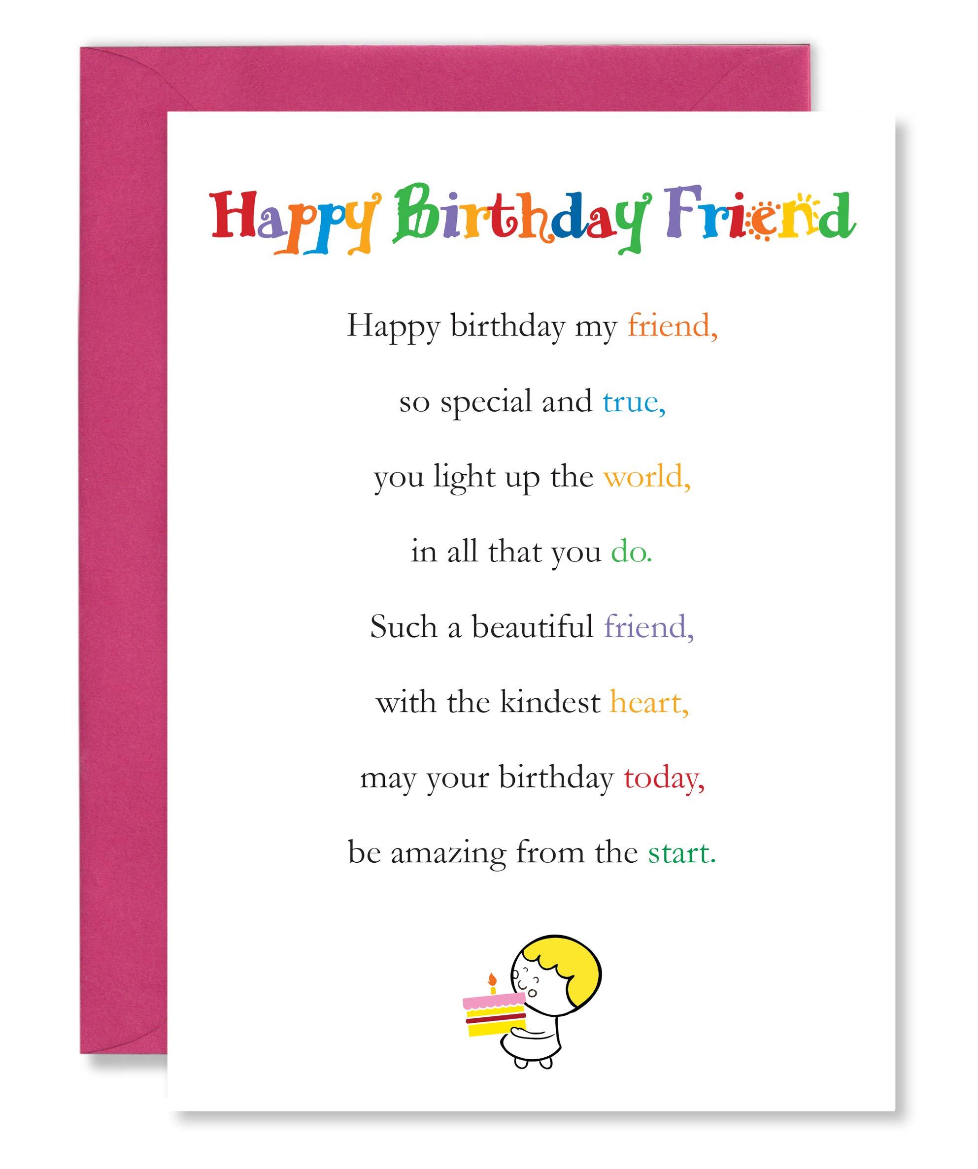 Clarabelle Cards - Happy Birthday Friend (Best Friend) Greetings Card for Her | Him with Lovely Caring Friendship Poem Verse sold by Card Candy