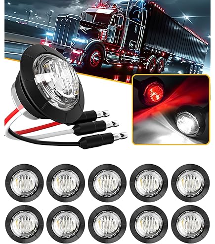 Trailer Strobe Lights BJZ 3/4" Strobe Marker Dual Function Trailer LED Side Clearance Tail Griller Flash Lights 12V Brake Stop Turn Signal Warning Waterproof For Trailer Truck Van RV ATV (5 Red, 5