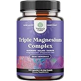 Triple Magnesium Complex Supplement 400mg Elemental - High Absorption Magnesium Taurate and Glycinate Plus Malate Magnesium B