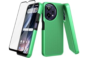 Ailiber for Cricket Icon Plus 2026 Case with Screen Protector, ATT Verge 2 Dual Layer Case, Hybrid Protection, Hard PC Non-Slip Back & Soft Silicone Bumper, Slim Rugged Cell Phone Cover-Green