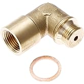 90 Degree Angled O2 Oxygen Sensor Spacer Adapter Extender for Exhaust Systems with M18 x 1.5 Sensor Holes (Brass)