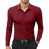 Lion Nardo Stretch Mens Dress Shirts Long Sleeve Slim Fit Dress Shirts for Men Muscle Fit Wrinkle Free Button Down Shirt