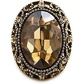 Craftisum 10 pcs Whole Oval Cut Champagne Rhinestone Vintage Copper Hollow Metal Shank Sewing Coat Buttons -25mm -1"